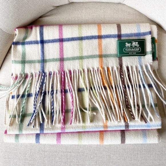 Coach Tattersall Cashmere Scarf - Picture 1 of 5